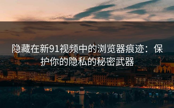 隐藏在新91视频中的浏览器痕迹：保护你的隐私的秘密武器  第1张